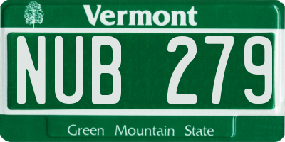 VT license plate NUB279