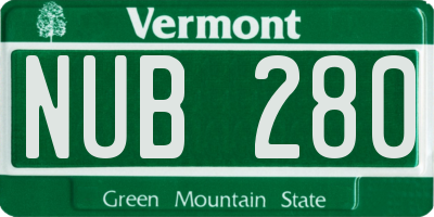 VT license plate NUB280