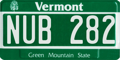 VT license plate NUB282