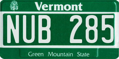 VT license plate NUB285