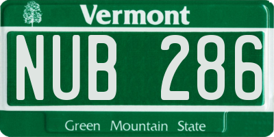 VT license plate NUB286