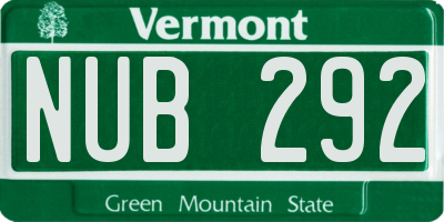VT license plate NUB292