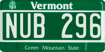 VT license plate NUB296