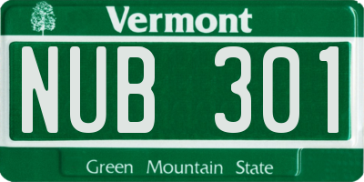 VT license plate NUB301