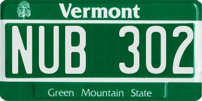 VT license plate NUB302