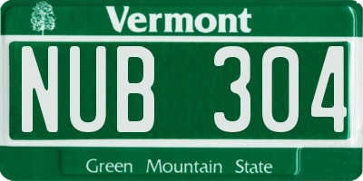 VT license plate NUB304