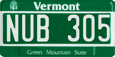 VT license plate NUB305