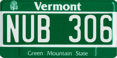 VT license plate NUB306