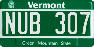 VT license plate NUB307