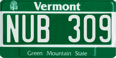 VT license plate NUB309