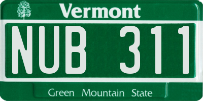VT license plate NUB311