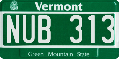 VT license plate NUB313