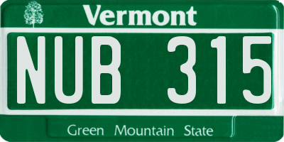 VT license plate NUB315