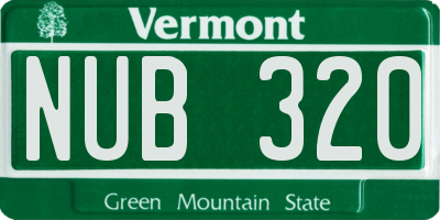 VT license plate NUB320
