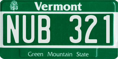 VT license plate NUB321