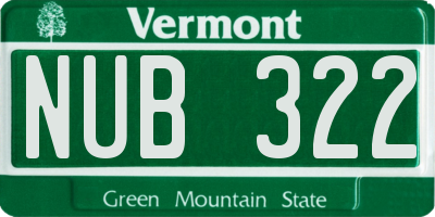 VT license plate NUB322