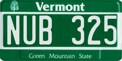 VT license plate NUB325