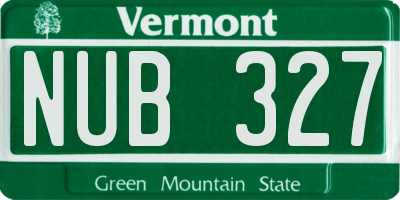VT license plate NUB327
