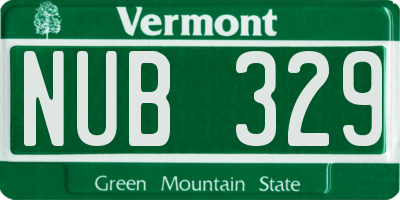 VT license plate NUB329