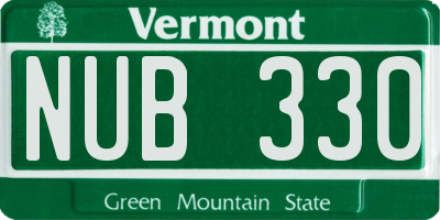 VT license plate NUB330