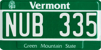 VT license plate NUB335