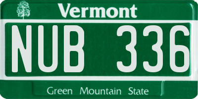 VT license plate NUB336
