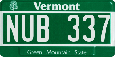VT license plate NUB337