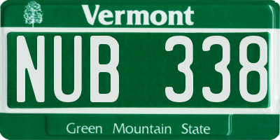 VT license plate NUB338