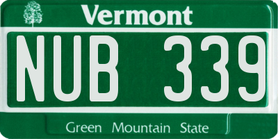 VT license plate NUB339