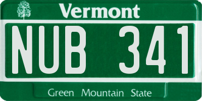 VT license plate NUB341