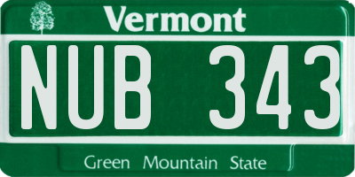 VT license plate NUB343