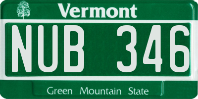 VT license plate NUB346