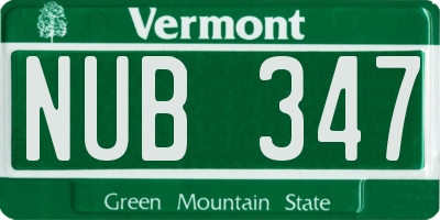 VT license plate NUB347