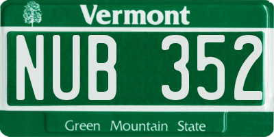 VT license plate NUB352