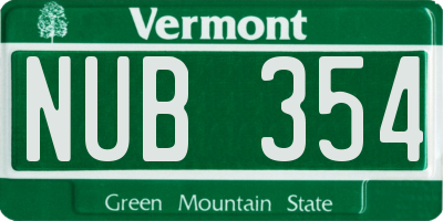 VT license plate NUB354