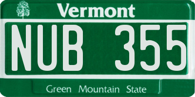VT license plate NUB355