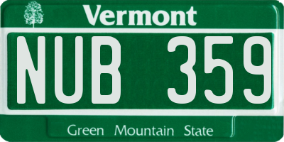 VT license plate NUB359