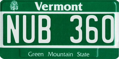 VT license plate NUB360