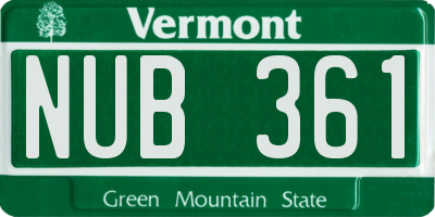 VT license plate NUB361