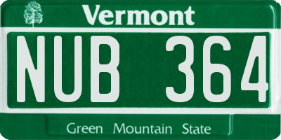 VT license plate NUB364