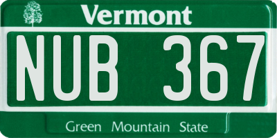 VT license plate NUB367