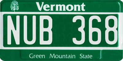 VT license plate NUB368