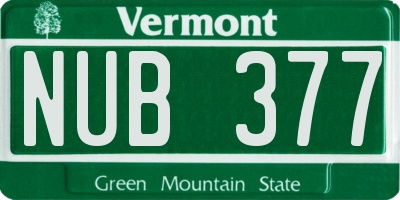 VT license plate NUB377