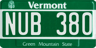 VT license plate NUB380