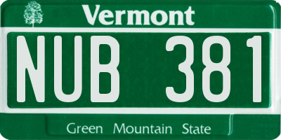 VT license plate NUB381