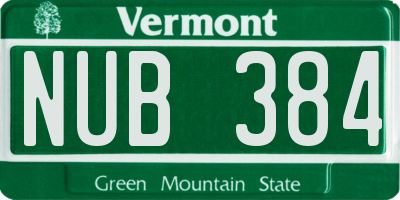 VT license plate NUB384