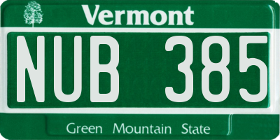 VT license plate NUB385