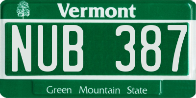 VT license plate NUB387