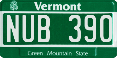 VT license plate NUB390