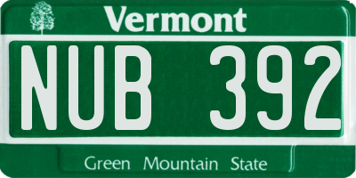 VT license plate NUB392